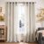 Vangao Linen Striped Grey Curtains Boho Tickingstripe Light Filtering Window Curtains Printed on Beige Drapes 95 Inches Long for Living Room Bedroom Grommet Top 2 Panels